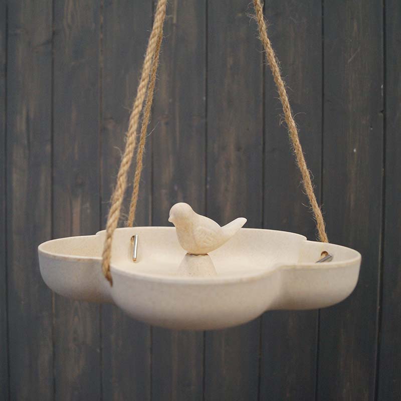 Earthy Natural Bamboo Hanging Bird Bath/Feeder W23.3cm detail page